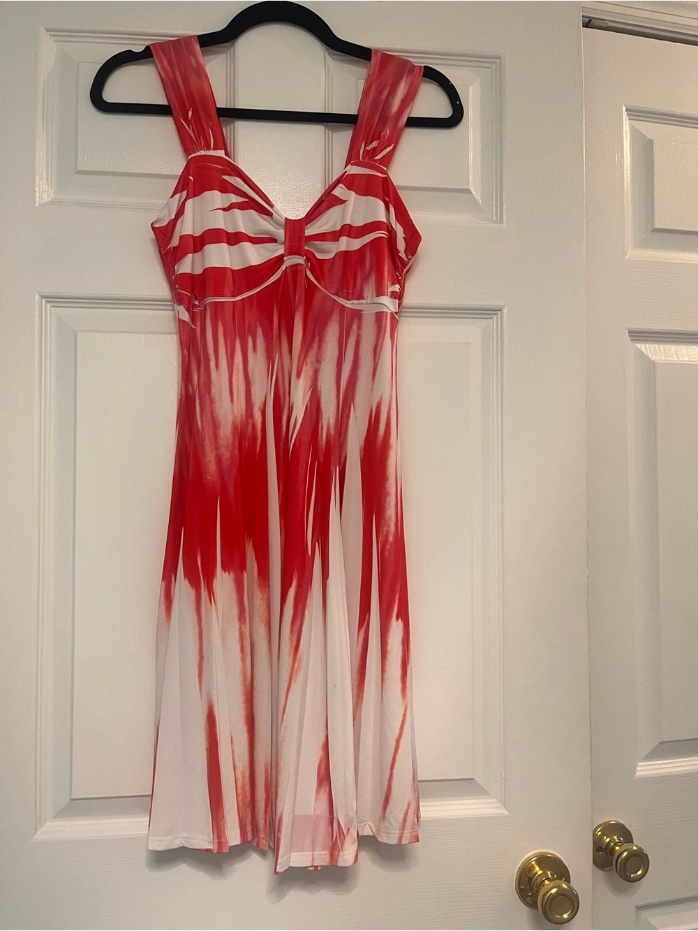 Espresso Red and White Tie-Dye Mini Dress S